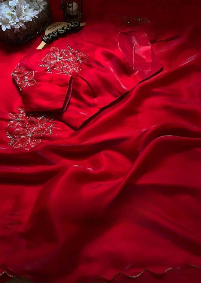 LG 1869 Red Sequence Work Designer Party Wear Sarees Wholesale Online